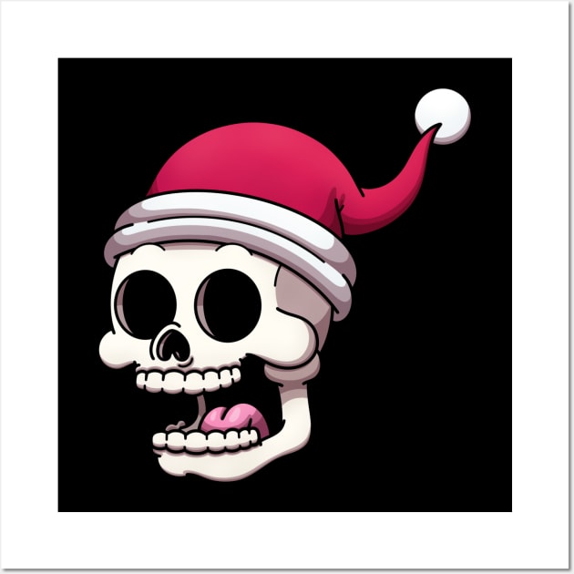 Skull With Christmas Hat Wall Art by TheMaskedTooner